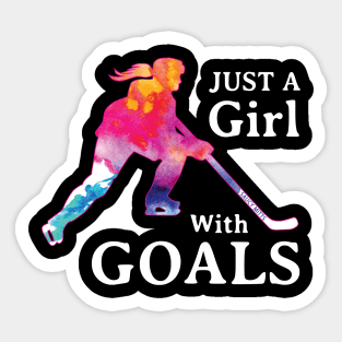 Just a Girl With Goals Hockey Watercolor Sticker